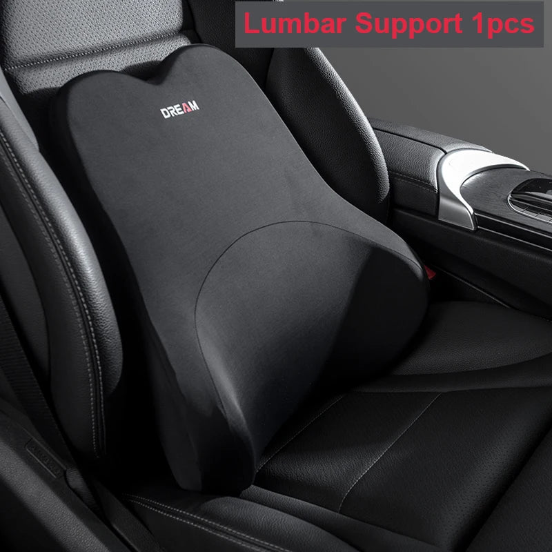 Coussin Lombaire & Oreiller Cervical pour Voiture – Mousse à Mémoire de Forme, Soutien du Dos et du Cou – Confort de Conduite