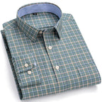 Chemise Décontractée à Carreaux/Rayures en Coton pour Hommes
