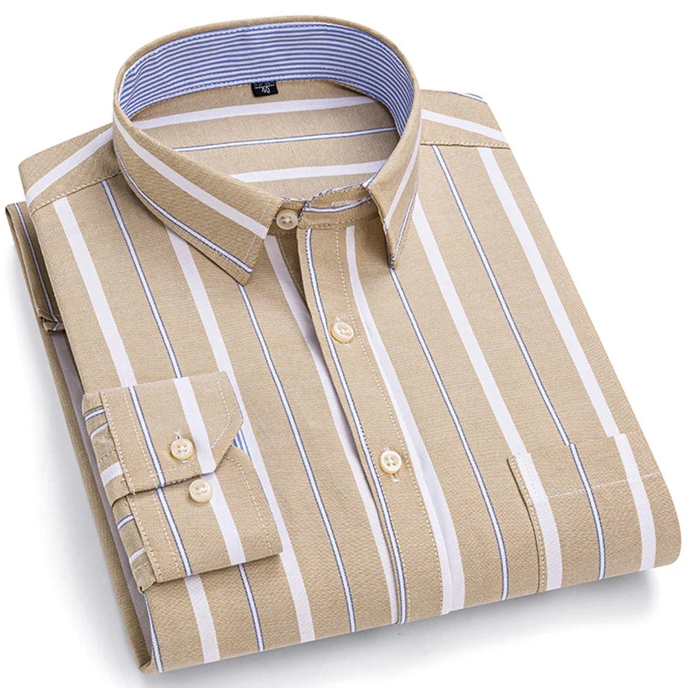 Chemise Décontractée à Carreaux/Rayures en Coton pour Hommes