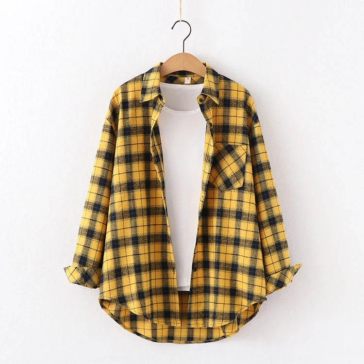 Chemise en Flanelle à Carreaux pour Femme - 15 Couleurs