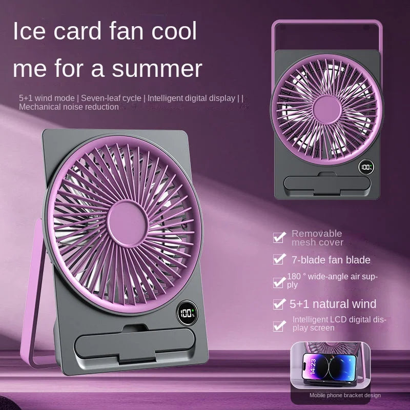 Ventilateur de bureau ultra-fin USB — affichage numérique, portable, silencieux
