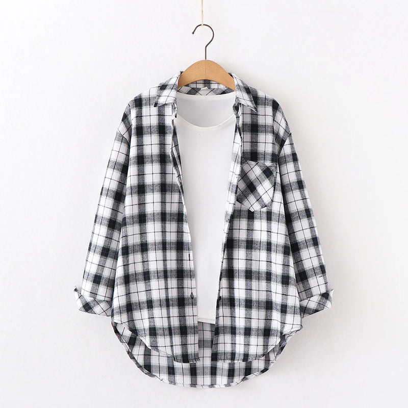 Chemise en Flanelle à Carreaux pour Femme - 15 Couleurs
