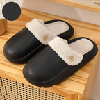 Warm and waterproof platform slippers
