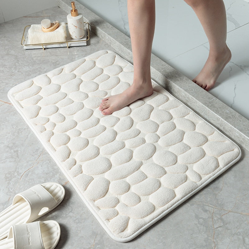 Ultra-absorbent pebble bath mat