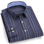 Chemise Décontractée à Carreaux/Rayures en Coton pour Hommes