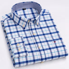 Chemise Décontractée à Carreaux/Rayures en Coton pour Hommes