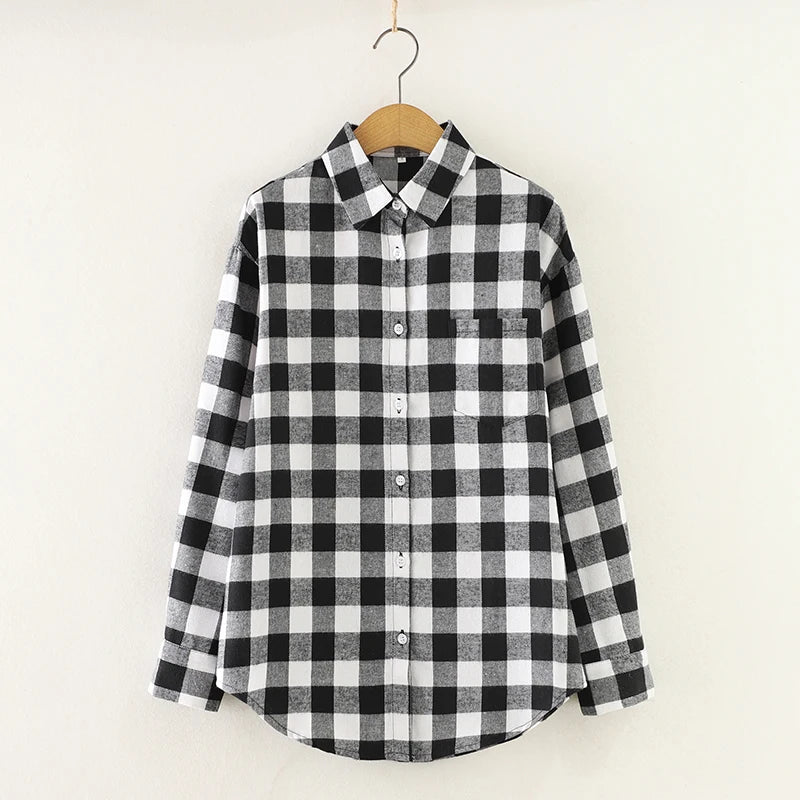 Chemise en Flanelle à Carreaux pour Femme - 15 Couleurs