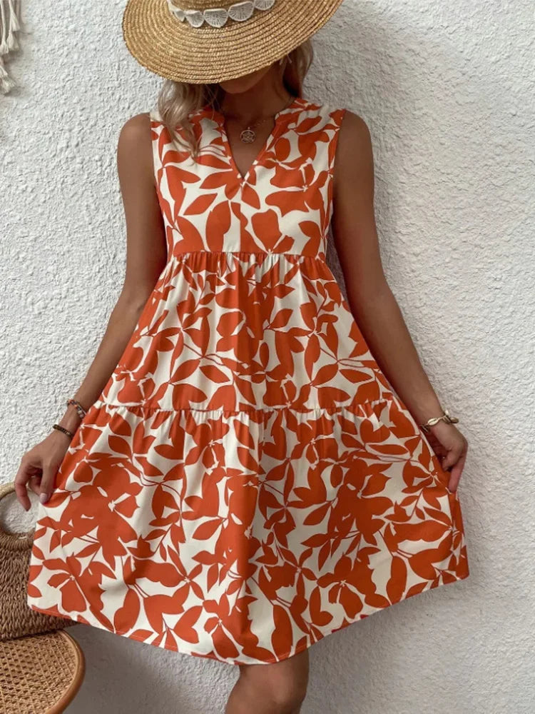 Robe d'été imprimée floral Boho pour femme