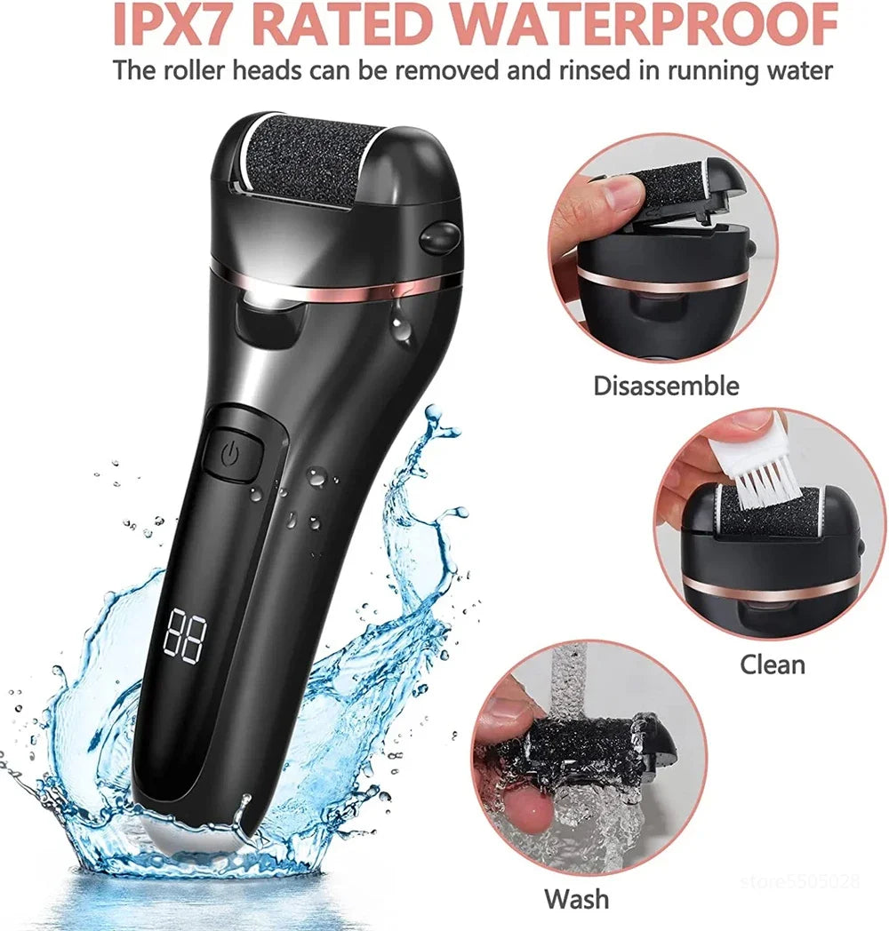 Lime à Pieds Électrique Rechargeable USB IPX4 — Écran Digital, 3 Vitesses, Cors & Callosités