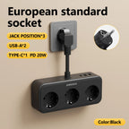 Bloc multiprise 3840W — 4 prises AC + 3 ports USB dont USB-C PD 20W