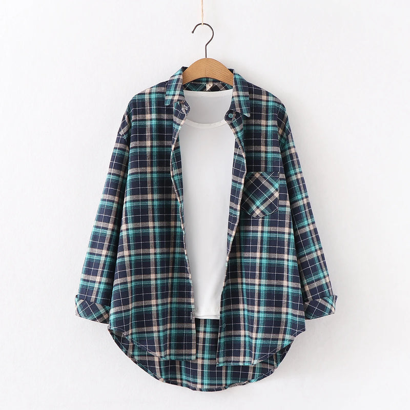Chemise en Flanelle à Carreaux pour Femme - 15 Couleurs