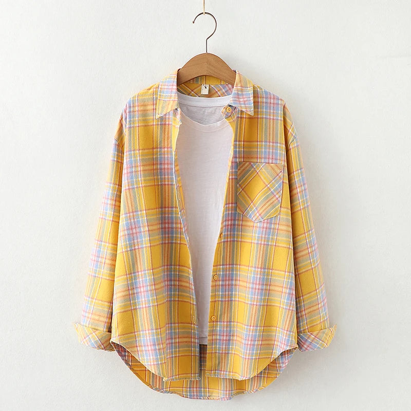 Chemise en Flanelle à Carreaux pour Femme - 15 Couleurs