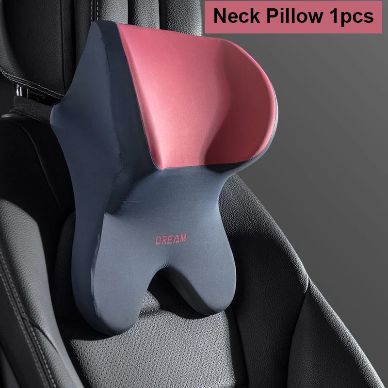 Coussin Lombaire & Oreiller Cervical pour Voiture – Mousse à Mémoire de Forme, Soutien du Dos et du Cou – Confort de Conduite