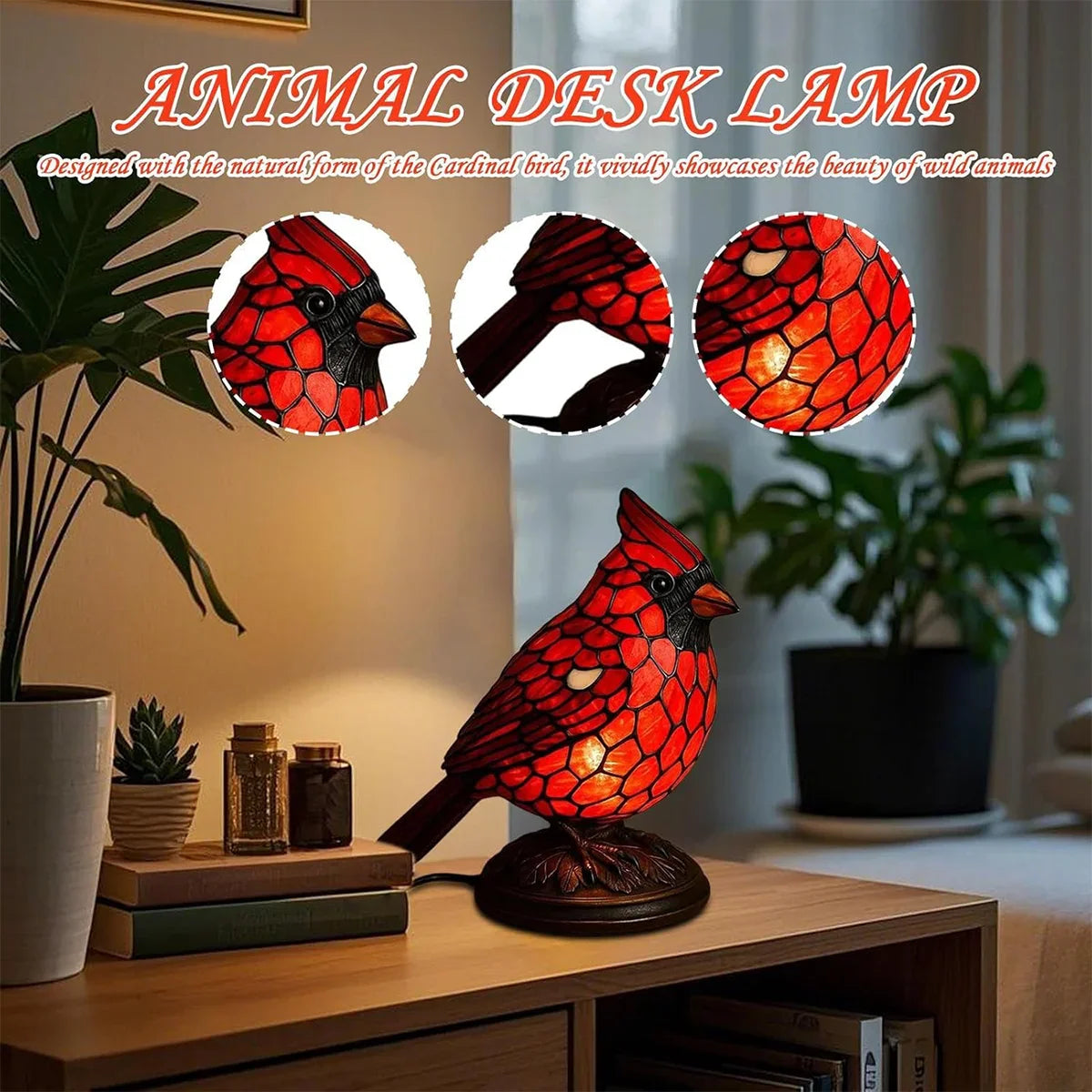 Birdy - Lampe Oiseau Cardinal Rouge Décorative
