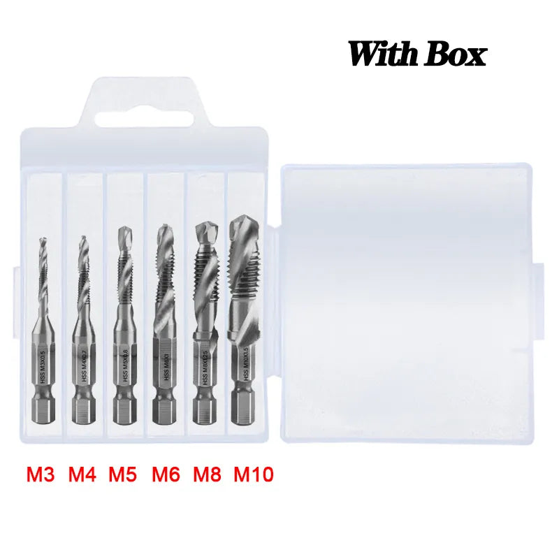 Titanium-plated Hex Shank Tap Drill Bit Set