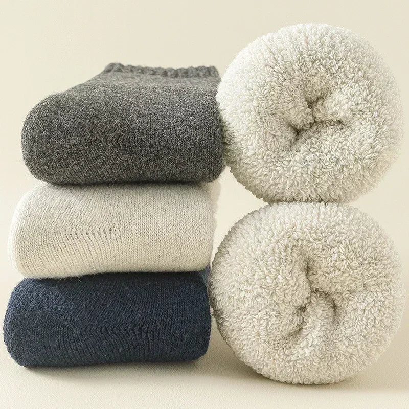 Lot de 3 Paires de Chaussettes Épaisses en Laine Thermique - Mixte