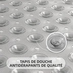Tapis de Douche Antidérapant 53×53 cm – Ventouses et Trous de Drainage