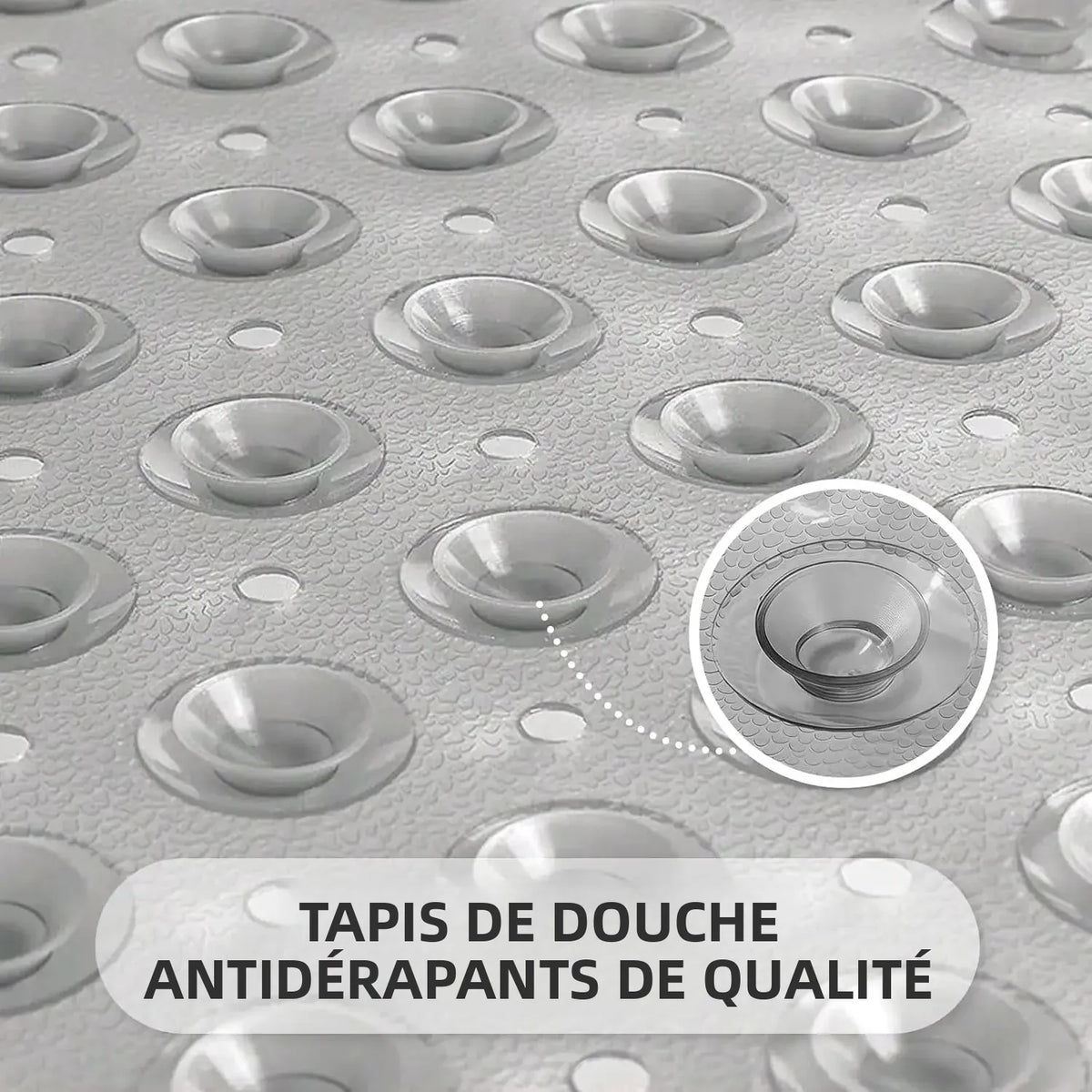 Tapis de Douche Antidérapant 53×53 cm – Ventouses et Trous de Drainage
