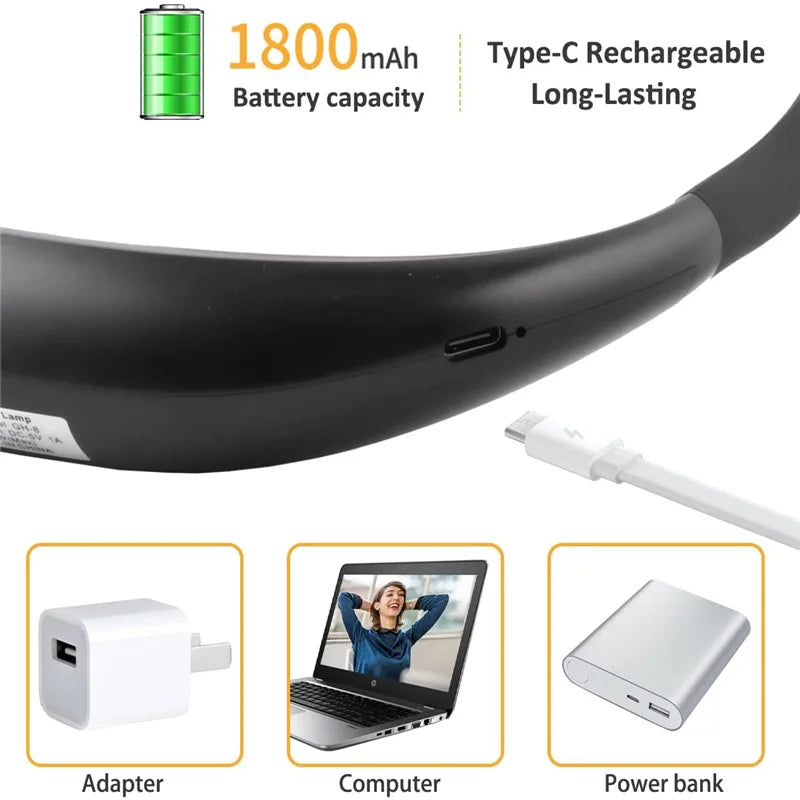 Lampe de lecture USB rechargeable mains libres — LED puissante