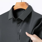 Polo Homme Texturé Uni Respirant Manches Courtes — Élastique, Confort Été
