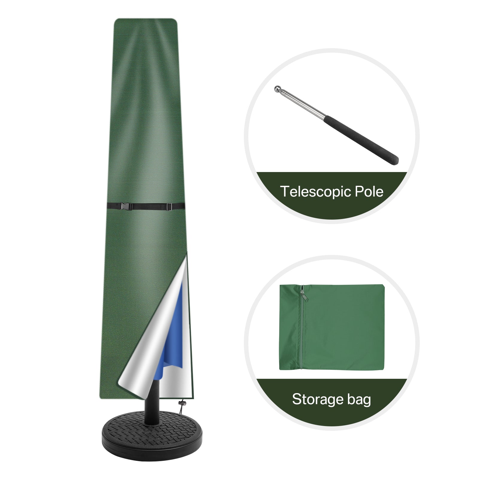 Housse de parasol droit 170cm / Vert,Housse de parasol droit 190 cm / Vert